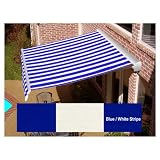 Awntech 11'8" Wide x 8' Projection Striped Patio Retractable Manual Awning DM10-BBW