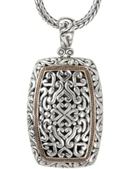 925 Silver Round Heart Scroll Design Pendant with 18k Gold Accents