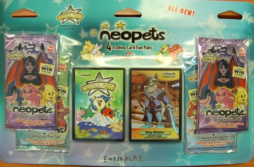 Neopets 4 Trading Card Fun Packs (2 Bonus Cards)