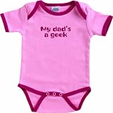 Urban Smalls My Dad's A Geek Short Sleeve Bootysuit, Pink, 6-12 Months