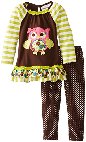 Rare Editions Little Girls' Owl Applique Legging Set