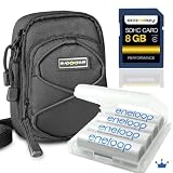 SET für Canon Powershot SX150 SX130 SX120 SX110 mit Bundlestar BAXXTAR II Tasche + Sanyo Eneloop AA Mignon Accu Batterien 