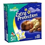 Pampers Baby Dry Overnight Extra Protection Diapers, Size 5, 23-Count (Case of 4)