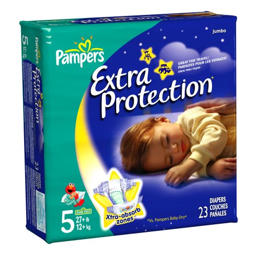 Pampers Baby Dry Overnight Extra Protection Diapers, Size 5, 23-Count (Case of 4)
