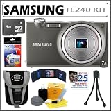 Samsung TL240 14MP Digital Camera with 31mm Wide Angle 7x Optical Zoom Lens and 3.5-inch Touch Screen in Gray + 4GB Accessory Kit