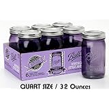 6 Pack Wide Quart - Purple Violet - 32 Oz Mason Canning Jars Ball