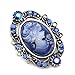 Royal Blue Cameo Brooch Pin Charm for Women Necklace Pendant Compatible