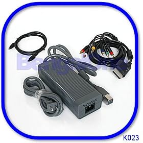 Power Supply Brick Adapter Cord and HD Component AV Cables for Microsoft XBox 360