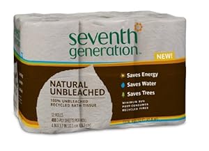 Seventh Generation Unbleached Bathroom Tissue Roll, 12 Count (Pack of 4)