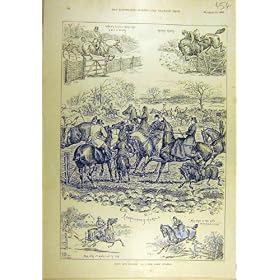 1894 Jumps Jumpers Sheep-Hurdle Hunting Hunters Print
