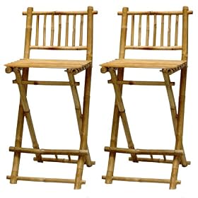 Folding Bamboo Bar Stool - Set of 2