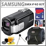 Samsung SMX-F40 Memory Card Digital Camcorder with 52x Optical Zoom in Black + 8GB Accessory Kit