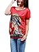 Allegra K Women's Short Sleeve Portrait Pattern Tunic Top Bright Red XL