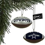 DALLAS COWBOYS OFFICIAL MINI FOOTBALL CHRISTMAS ORNAMENT SET (4)
