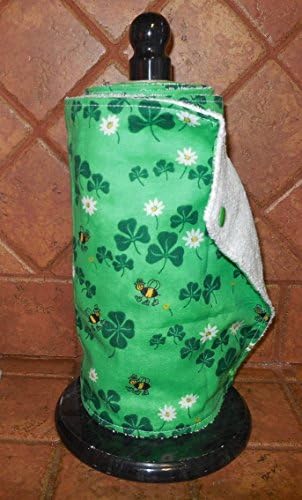 Roll of 8 unpaper un-paper towels on a roll, snap together, kitchen towels, clovers, flowers, floral pint, bees, daisies, bumblebee, reusable, washable towels