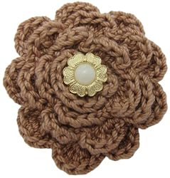 Handmade MINI Cotton Crochet Coat Pin - Vintage Tan (One-of-a-kind)