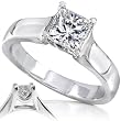 1.00carat Certified Diamond Princess-cut Solitaire Ring&nbsp;in 14k White Gold (HI/SI)