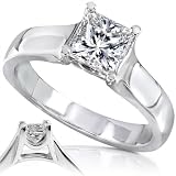 1.00carat Certified Diamond Princess-cut Solitaire Ring&nbsp;in 14K White Gold (HI/SI)