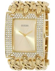 GUESS Womens U0085L1 Rocker Glitz Multi-Chain Gold-Tone Bracelet Watch