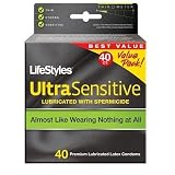 LifeStyles Extra Pleasure Brand 2046 Ultra Sensitive Condoms, with Spermicidal Lubricant, 40-Count Boxes (Pack of 2)