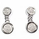 Sterling Silver Earrings with Clear CZ - Size: 35mm