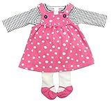 Carter's （カーターズ） ロングTシャツ フリース ジャンパースカート タイツ 3点セット (18M, PINK(水玉柄))