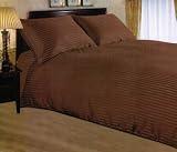 Double, Beige, Satin Stripe Duvet Cover and Pillowcase Bed Set by VICEROY BEDDING