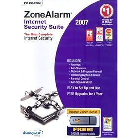 ZoneAlarm Internet Security Suite 2007 (2 User Licence + 512mb Memory) (PC)