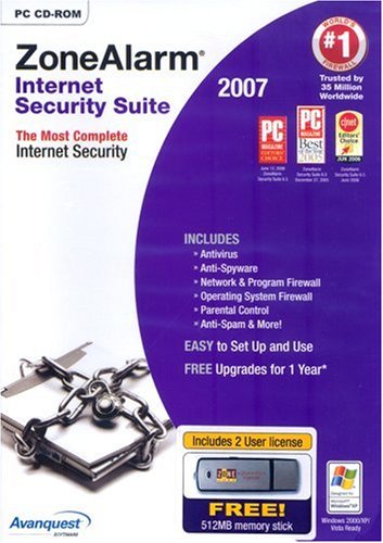 ZoneAlarm Internet Security Suite 2007 (2 User Licence + 512mb Memory) (PC)