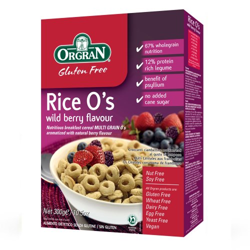 Orgran Rice O's wild berry cereal, 10.5-Ounce Boxes (Pack of 3)