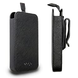 elago Slim Glide Leather Case for Apple iPhone 3G - (Black with Belt Clip)
