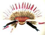 Native American Chief Feather Head Dress Headdress - 14"H x 30"W