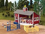 Breyer's Stablemates Red Stable Set with Two Horses