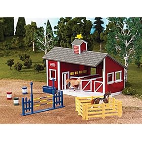 Breyer's Stablemates Red Stable Set with Two Horses by Breyer