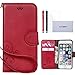 iPhone 6s Plus Wallet Case,iPhone 6 Plus Wallet Case,ACO-UINT Premium Retro Embossed Flower Wallet Leather Case,Folio Book Cover Strap Case with Card Slots for iPhone 6/6s Plus[Wine red]