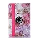 iPad mini Case - Nozza iPad mini 3 / iPad mini 2 / iPad mini Case, 360 Degree Rotating Multi-Angle Stand Smart Cover with Auto Wake/Sleep Feature Flower Pink