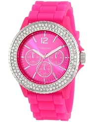 Vernier Womens VNR11043 Round Crystal Rubber Strap Fashion Watch