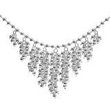Sterling Silver Large Shotbead with Graduated Ball Cluster Bib 16in Necklace