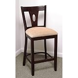 Tear Drop Beech Wood Dining - Kitchen Bar Stool - Counter Height - Walnut - Microfiber Seat