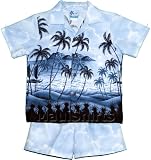 Cabana Set - Pineapple's View Boy's Hawaiian Aloha Camp Shirt & Matching Shorts 2PC Set in Blue - 5T