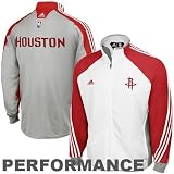 Houston Rocket Jacket : adidas Houston Rocket White-Gray On Court Performance Warm-Up Jacket
