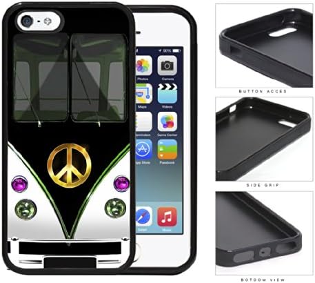 Hippy Mini Van with Peace Sign in Center Series Hard Rubber Cell Phone Case Cover iPhone i5 5s (black)