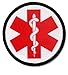 RED SYMBOL Medical Alert Symbol Black Rim 2.5 inch Sew-on Patch