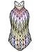 Blooming Jelly Women's One Piece High Cut Halter Backless Criss Cross Monokini Tropical Tribal Print Swimsuit(M) Multicoloured