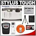 Olympus Stylus TOUGH-6000 Shockproof & Waterproof Digital Camera (White) + Spare Li-50B Battery + Case + Cameta Bonus Accessory Kit