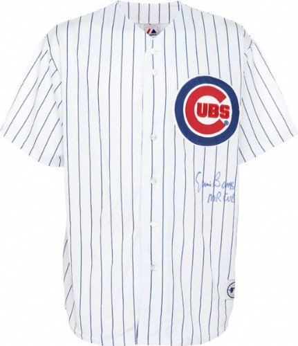 Mounted Memories Chicago Cubs Ernie Banks Autographed White Jersey With Mr Cub Inscription