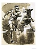 Jack Holden Won a Marathon Despite Being Bitten by a Dog During the Race Art Giclee Poster Print by English School, 18x24