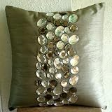 Jewels - 14x14 Inches Decorative Pillow Covers - Silk Pillow Cover with Crystals