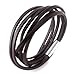 JEWELRIESHOP Monotone Rough Finish Genuine Leather Wrap Bracelet Wristband