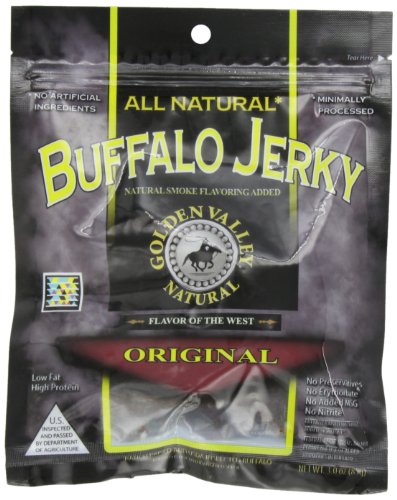 Golden Valley Natural Buffalo Jerky, Original, 3-Ounce Pouch (Pack of 8)